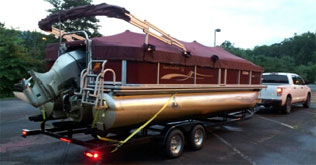 Harris 230 Flotr-Bote on pontoon trailer