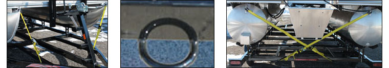 Pontoon trailer tie downs